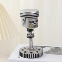 Piston Skull Face Sculpture, Resin Gear Decor, Industrial Style Home Decoration thumbnail