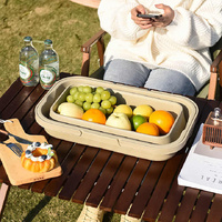 Grey Foldable Outdoor Picnic Basket with Lid and Tabletop, Camping Storage Box, Car-Friendly Organizer thumbnail