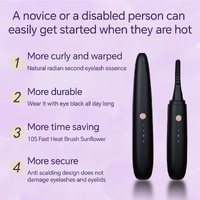 Black Electric Heated Eyelash Curler, Portable Makeup Tool for Long-Lasting Lift and Style thumbnail