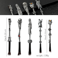 5-Piece Gothic Skeleton Jack Makeup Brush Set - Halloween Horror-Themed Metal Eyeshadow Brushes for Creative Festive Gifts thumbnail