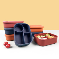 Dark Orange Food-Grade Silicone Lunch Box - Microwave Safe Bento Box with Dividers & Airtight Seal thumbnail