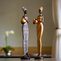 Gold Exotic African Woman Figurine - Elegant Resin Sculptures for Home Decor thumbnail