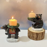 Bear With Candlestick In Hand Candle Holder – Unique Aromatherapy Table Decor thumbnail
