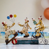 Vintage Circus Clown Figurines - Retro Balloon and Bicycle Ornaments thumbnail