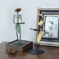 Red Dress Modern Iron Art Candle Holder - Stylish Decorative Candle Stand for Living Room, Dining Room, and Study thumbnail