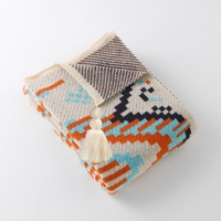 130x200cm Bohemian Woven Throw Blanket - Soft Decorative Sofa Cover with Tassels for Living Room and Bedroom thumbnail