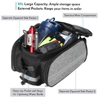 Black Insulated Bike Rear Rack Bag - Waterproof Storage Bag with Soft PE Padding for Cycling thumbnail
