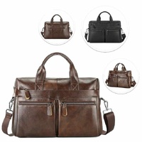 Black Men's Genuine Leather Briefcase - Classic Business Messenger Bag thumbnail