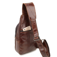 Black Men's Leather Sling Backpack - Casual Crossbody Chest Bag thumbnail
