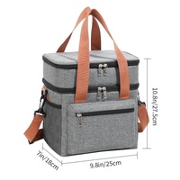 Grey Waterproof Insulated Lunch Bag - Leakproof Thermal Cooler for Food and Drinks thumbnail