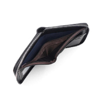 Black Men's Leather Wallet with Zipper and Horse Embossed Design -  Compact and Stylish thumbnail