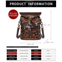 Handcrafted Leather Owl Crossbody Bag – Unique Retro Design Shoulder Purse for Women thumbnail
