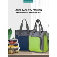 Blue Portable Insulated Lunch Bag for Office, Picnic, and Grocery Use thumbnail