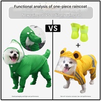 S Green Waterproof Full-Cover Pet Raincoat with Hood and Booties thumbnail