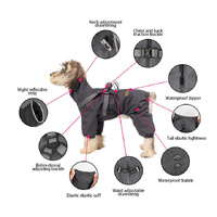 S Laser Adjustable Waterproof Reflective Dog Raincoat with Harness Design thumbnail
