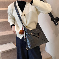 Brown Elegant Faux Leather Shoulder Bag with Adjustable Strap thumbnail