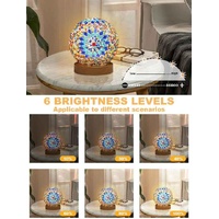 Wavy Orange Handmade Mosaic Glass Lamp - Vibrant Decorative Table Light thumbnail
