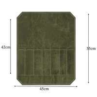 Green Durable Waxed Canvas Knife Roll Bag - Portable Chef Tool Organizer thumbnail