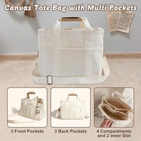 Pink Stylish Canvas Briefcase Tote Bag with Large Capacity for Women thumbnail