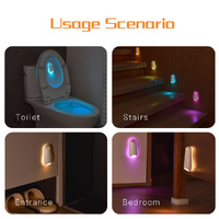 LED Motion Sensor Toilet Night Light - 8-Color Adjustable Glow with Modern Design thumbnail