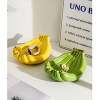 Green Ceramic Banana-Shaped Fruit Plate - Decorative and Functional Storage Tray thumbnail