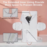 Beige Convertible Garment Duffel Bag with Leather Accents - Travel Weekender Bag for Suits and Dresses thumbnail