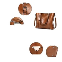 Red Fashionable Soft Leather Women's Handbag, Large Capacity Shoulder & Crossbody Tote, Casual Bucket Bag thumbnail