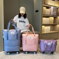 Grey Large Capacity Travel Bag with Expandable Design, Waterproof & Wet-Dry Separation, 360° Spinner Wheels - Ideal for Students, Business, and Matern thumbnail