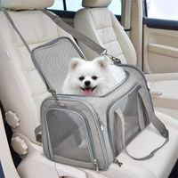 XL Blue Portable Foldable Pet Carrier Bag - Large Capacity Travel Carrier for 2 Small Pets, Comfortable and Stylish Cat Backpack, Foldable & Easy to C thumbnail