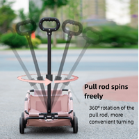 Red Lattice Compact Foldable Pet Stroller for Dogs and Cats - Lightweight Travel Pushchair for Small Pets, Teddy Dogs, and Cats - Portable and Collaps thumbnail