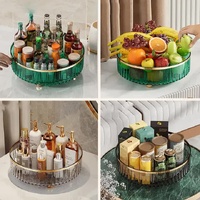 Grey Luxury Rotating Storage Rack - Transparent Spice Organizer & Condiment Holder for Kitchen and Living Room, Desktop Rotating Tray for Efficient St thumbnail