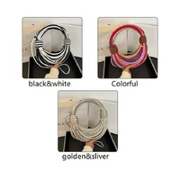 Black And White Fashionable Candy Color Handbag - Crossbody Women's Woven Bag with Unique Line Design thumbnail