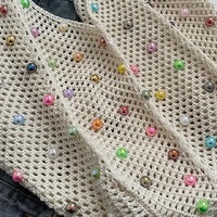 Black Summer Woven Handbag - Hollow Straw Beach Tote with Colorful Beads, Lazy Style, Large Capacity Shoulder Bag for Vacation thumbnail