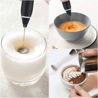 Black 304 Stainless Steel Handheld Electric Milk Frother, Egg Beater, Paint Mixer, and Milk Powder Whisk thumbnail