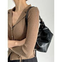 Black Trendy Punk Shoulder Bag, Small Retro Handbag with Sweet Cool Aesthetic, Versatile Underarm Bag thumbnail