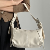 White Trendy Punk Shoulder Bag, Small Retro Handbag with Sweet Cool Aesthetic, Versatile Underarm Bag thumbnail