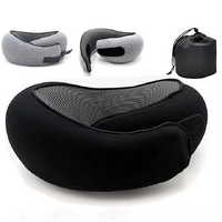 Light Gray Velcro Tape Memory Foam U-Shaped Neck Pillow - Snail Travel Cushion for Airplane, Office Nap, and Travel - Adjustable with Magnetic Therapy thumbnail