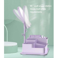 White LED Vanity Mirror with Storage, Rotating Makeup Mirror, USB Rechargeable Desktop Organizer thumbnail