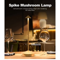 Silver Modern Minimalist Aluminum LED Mushroom Night Light - Creative Bedside Atmosphere Lamp for Dining Room and Bedroom thumbnail