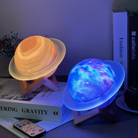 Yellow 3D Saturn Ring Bluetooth Speaker with Adjustable LED Lights, HiFi Bass, USB Charging, and Immersive Sound for Home and Desktop Use thumbnail