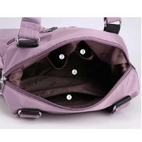 Purple Stylish Nylon Large Capacity Tote Bag for Work and Commute | Multi-Pocket Shoulder Bag | Fashionable Canvas Bag thumbnail
