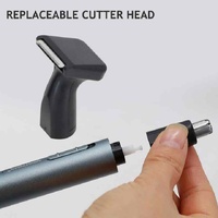 Light Blue Electric Nose Hair Trimmer with Sideburn Cutter - Portable USB Rechargeable Grooming Kit thumbnail