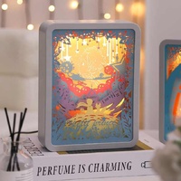 Mermaid 3D Paper Carving Night Light - USB Or Battery Powered Decorative Bedside Lamp | Atmosphere Lamp for Bedroom | Creative Starry Night and Little thumbnail