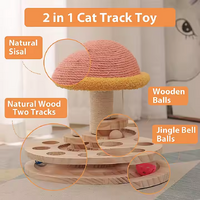 Small Pink Interactive Cat Scratching Post with Ball Track - Fun Mushroom-Shaped Cat Toy for Play, Scratching, and Entertainment thumbnail