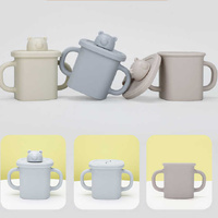 Light Brown Silicone Baby Training Cup with Dual Handles, Duck-Bill & Snack Cup Lids, Spill-Proof & Drop-Proof thumbnail