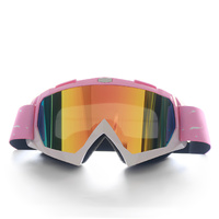 Progressive Pink + Imitation Red Lenses Outdoor Protective Motorcycle Goggles - Windproof, Dustproof, Skiing, and Cycling Eyewear - Lightweight Anti-F thumbnail