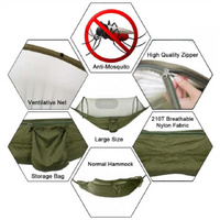 Black Automatic Pop-Up Mosquito Net Hammock - 200kg Load Capacity, Lightweight Outdoor Camping Gear with Quick Setup and Durable Design thumbnail