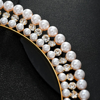 Gold Elegant Faux Pearl Bridal Headband - Multi-Layer Vintage Princess Tiara for Weddings and Formal Occasions, Lightweight Design thumbnail