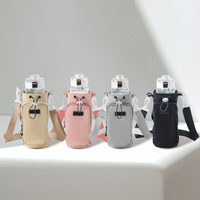 Grey Portable Outdoor Water Bottle Holder Bag with Adjustable Shoulder Strap, Nylon Waterproof Material, 121g Lightweight, 23cm Height for Travel and  thumbnail