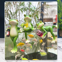 2 Pcs Green Realistic Frog with Legs Crossed Pot Hanger - Glass Fish Tank Edge Decor, Outdoor Garden Animal Ornament, Hanging Planter Decoration thumbnail